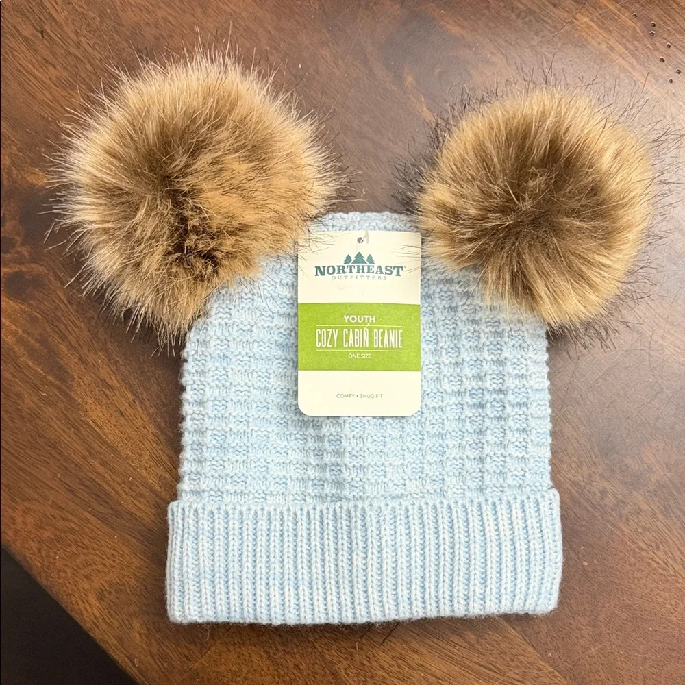 Northeast Outfitters Kids Cozy Beanie -‎ Light Blue and Brown